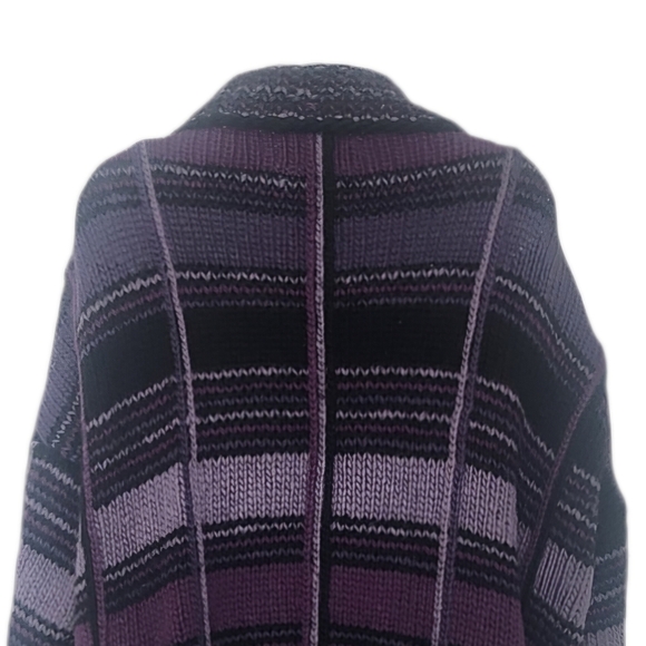 Vintage Dobrila Handknit 100% Wool Sweater Size Large Pockets Retro Plaid. - Picture 6 of 9